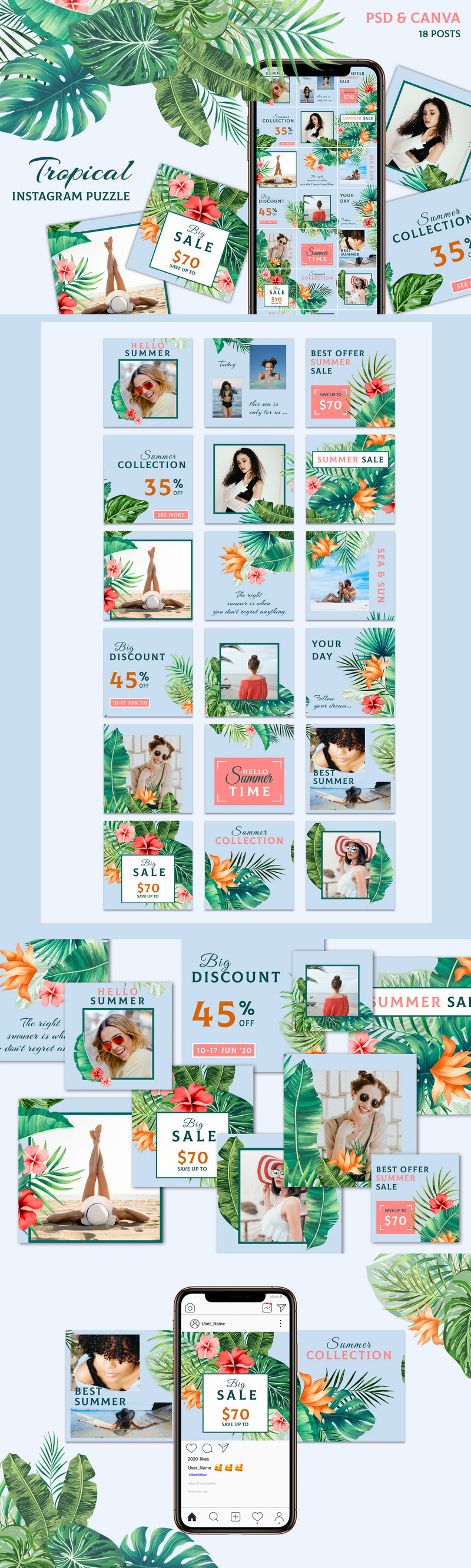 TROPICAL - Instagram Puzzle Social Media Template - Features Image 1