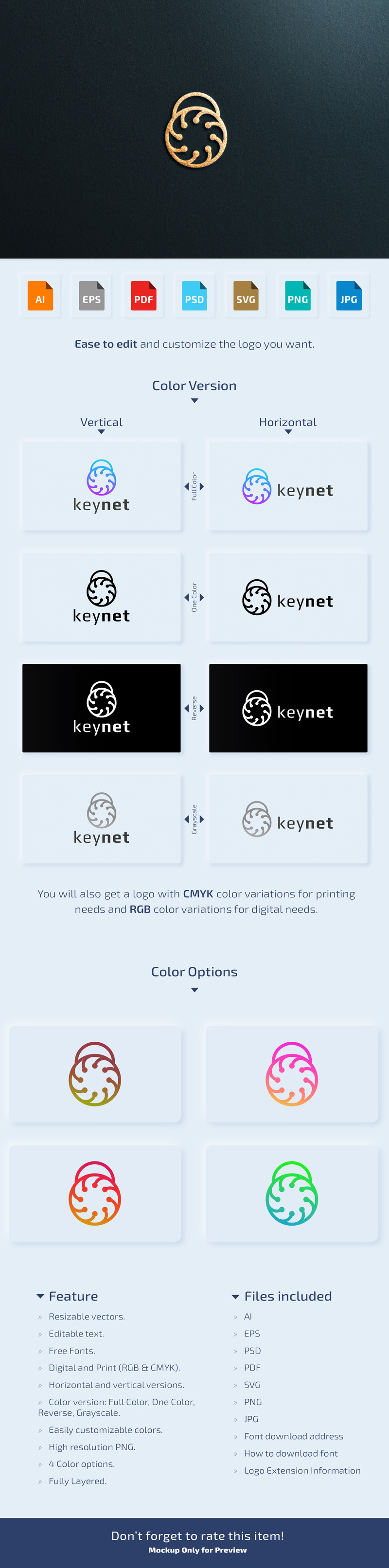 Keynet - шаблон логотипа цифровой безопасности - Features Image 1