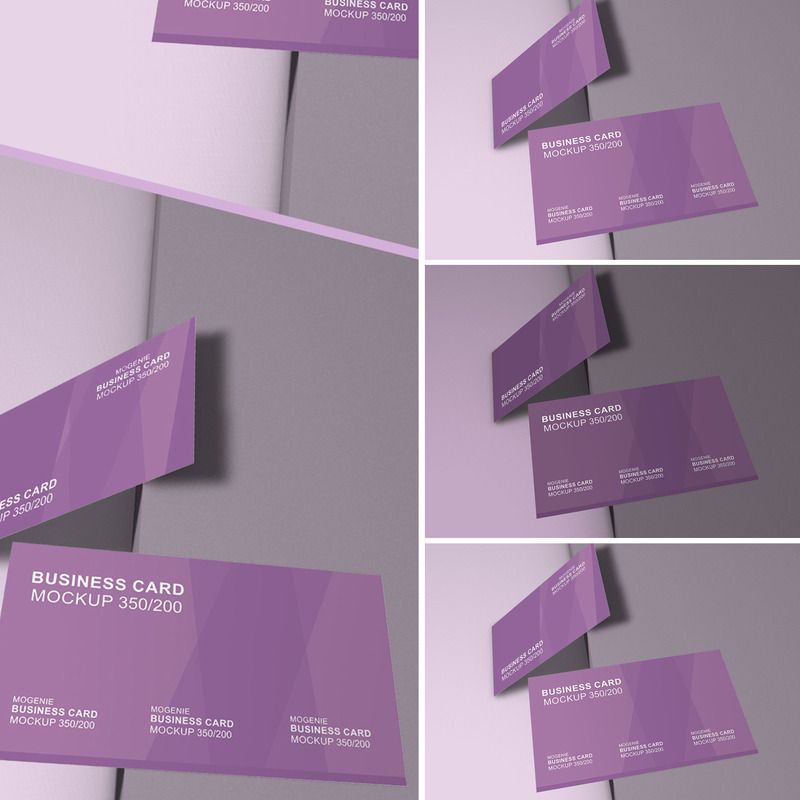 Set of business cards on a surface Product Mockup - Features Image 1