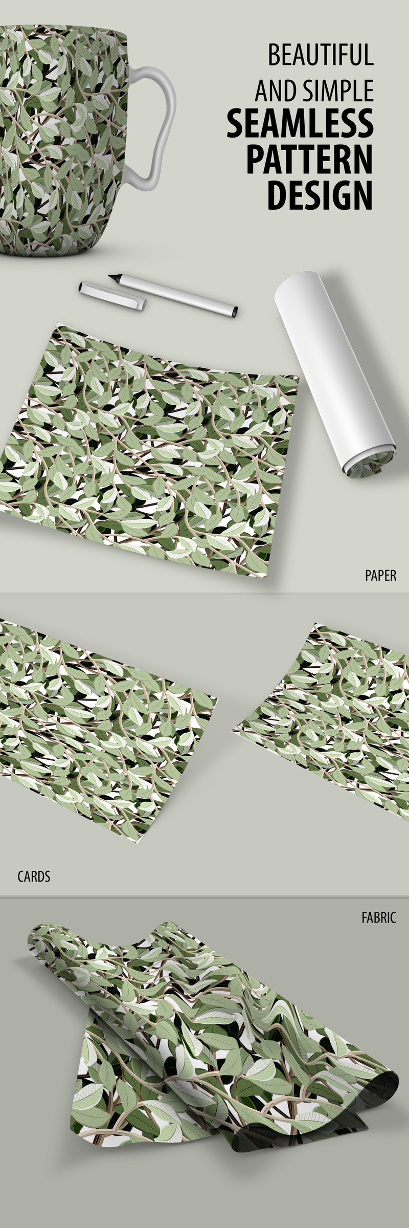 Awesome Floral Repeat Design with Leaves and Branches Pattern - Features Image 1