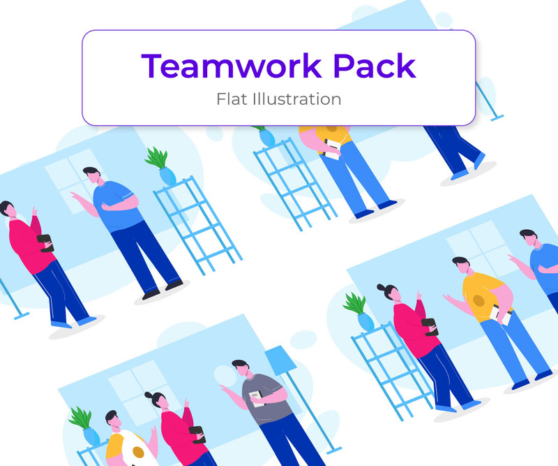 Teamwork Illustration Mall - Vektorbild - Features Image 1
