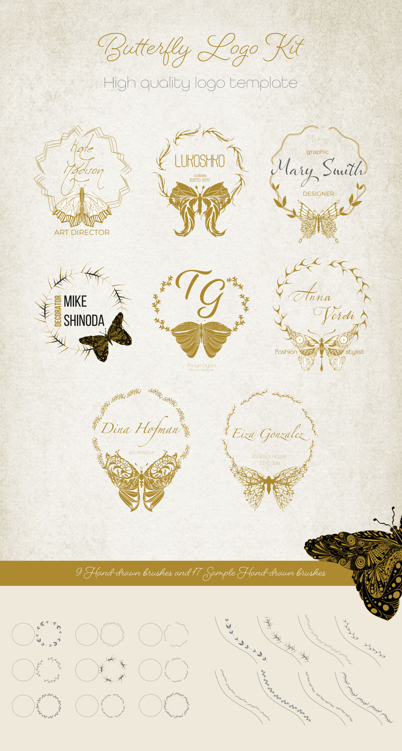 Hand-drawn Butterfly Kit Logo Template - Features Image 1