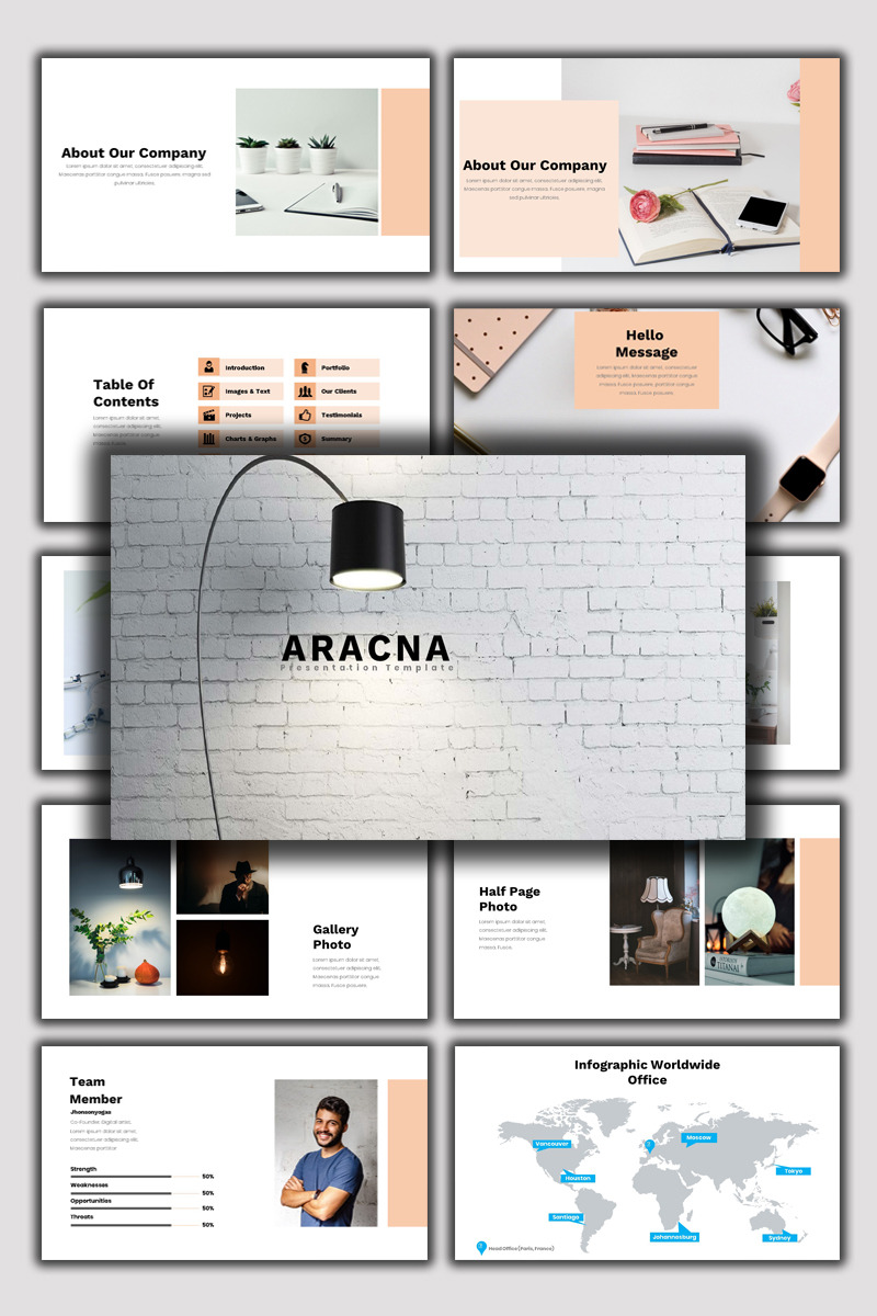Aracna - PowerPoint šablona Creative Business - Features Image 1