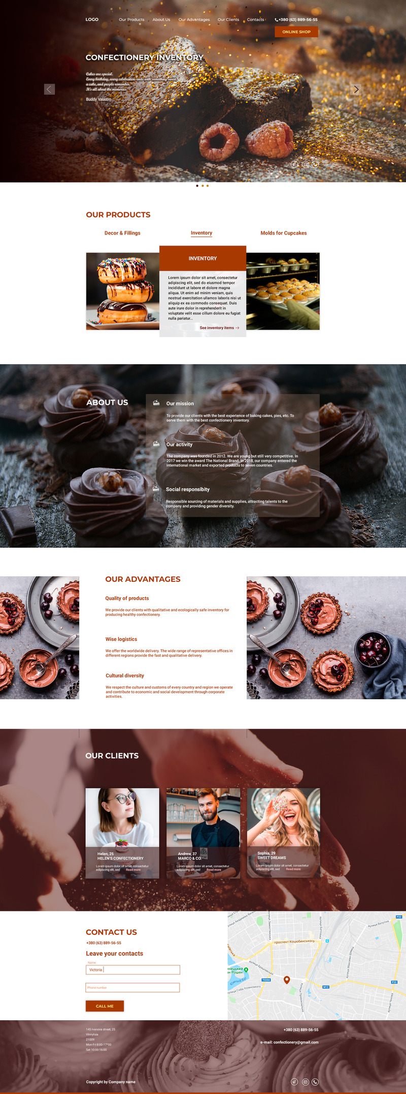 Confectionery Inventory Online Store Landing PSD Template - Features Image 1