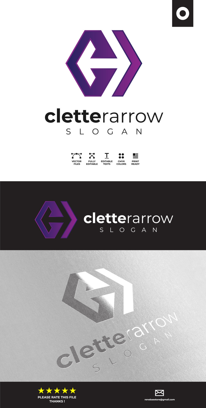 Letter C with Negative Space Arrow Logo Template - Features Image 1