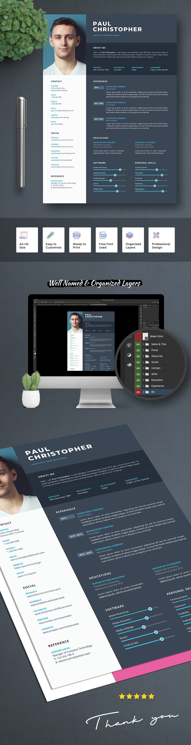 Paul Christopher - Modèle de CV Préfessionnel et Propre - Caractéristiques de l’image 1