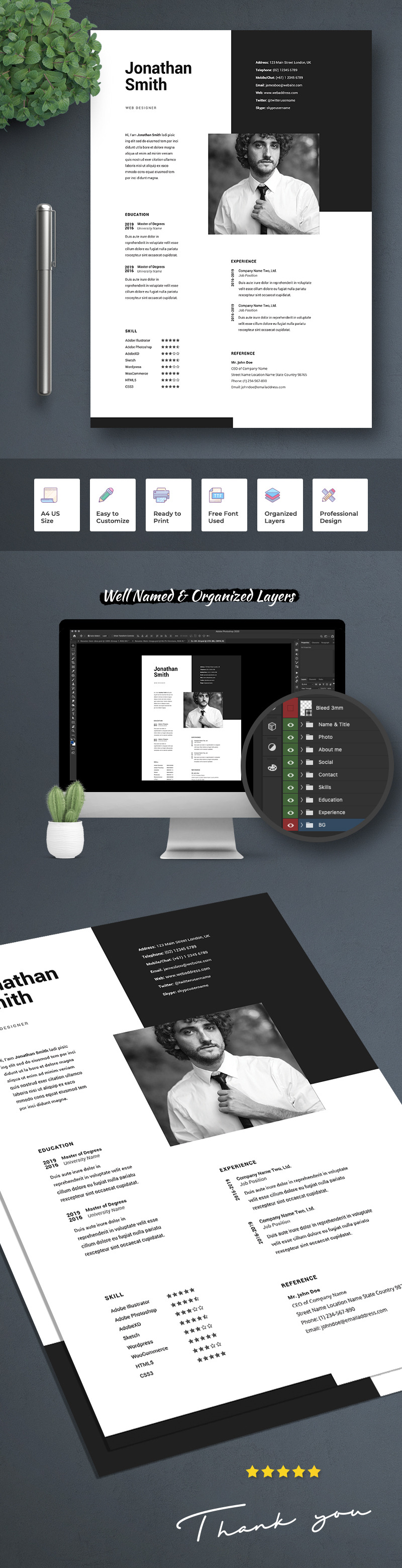 Jonathan Smith | Professional Web Designer Resume Template - Features Image 1
