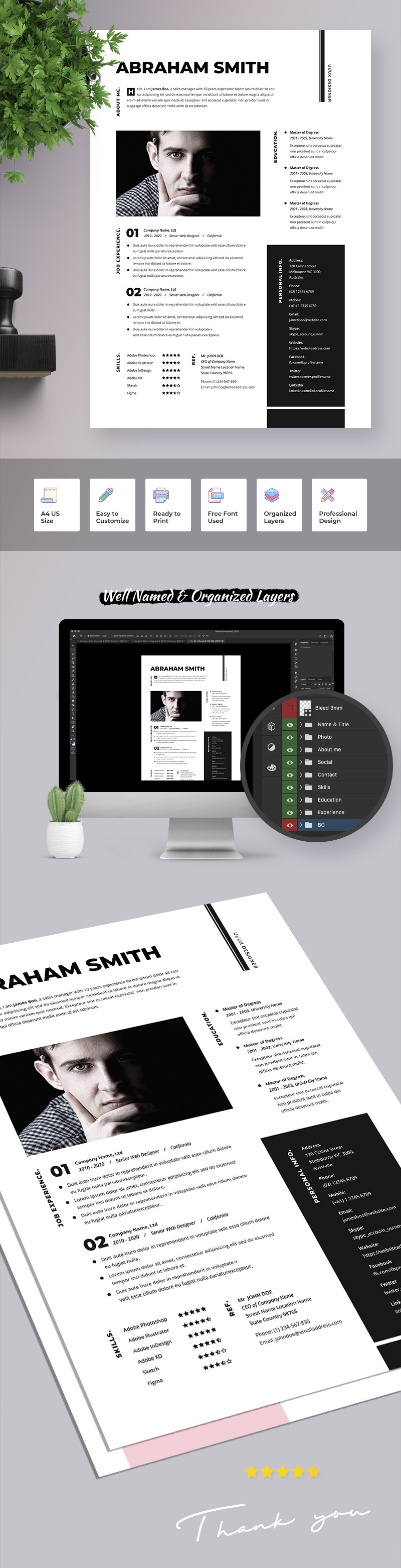 Abraham Smith | UI/UX Designer Resume Template