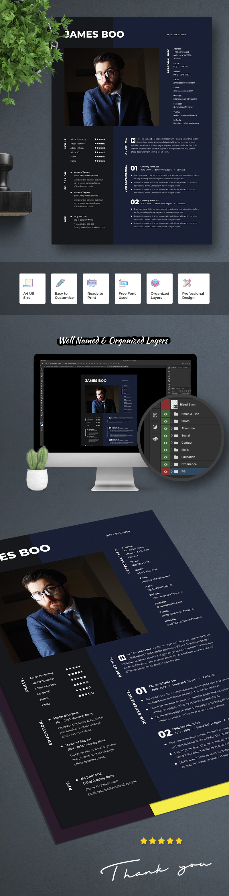 James Boo | UI/UX Designer Resume Template - Features Image 1