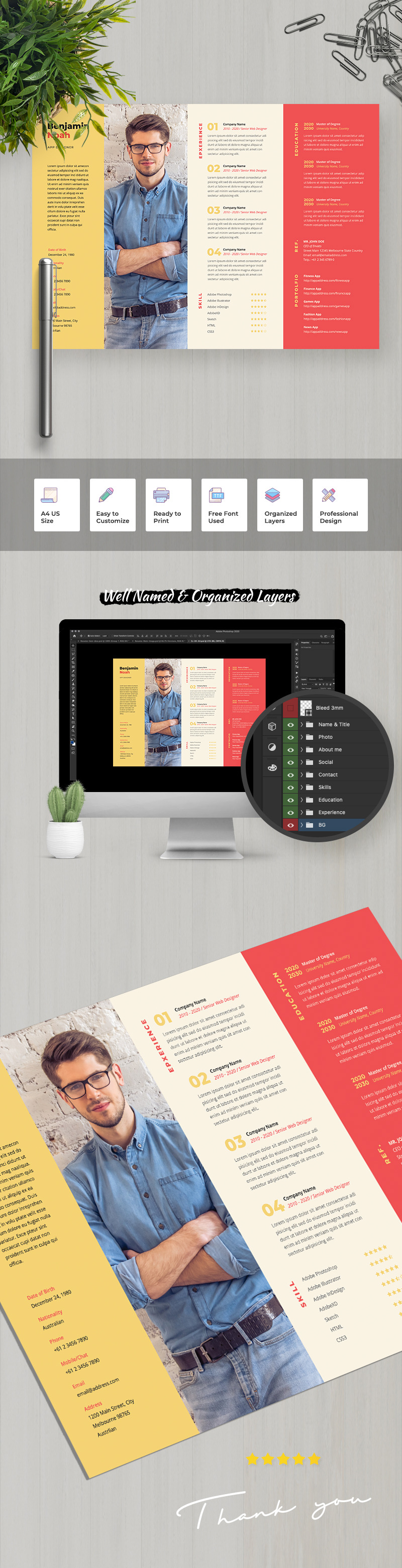 Benjamin Noah | App Designer Professional and Clean Resume Template - Features Image 1