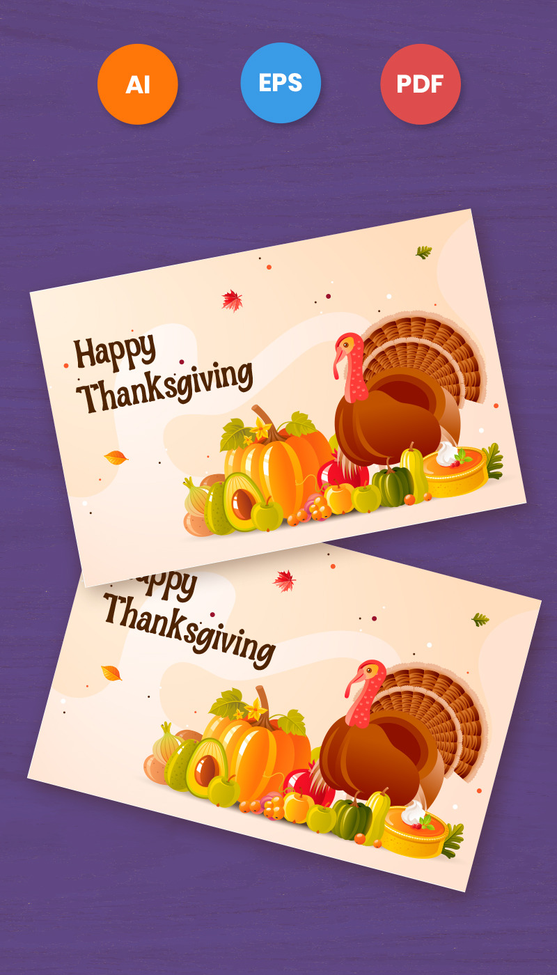 Happy Thanksgiving Card - Illustrazione - Caratteristiche Immagine 1