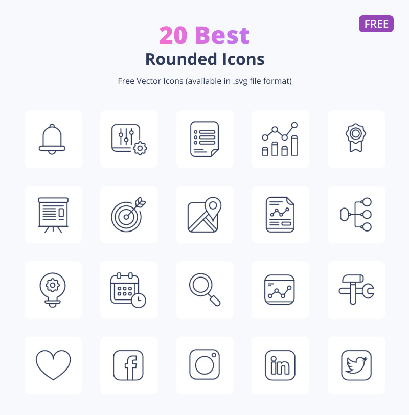 20 Best Free Rounded Icons (.ai, .svg) Set - Features Image 1