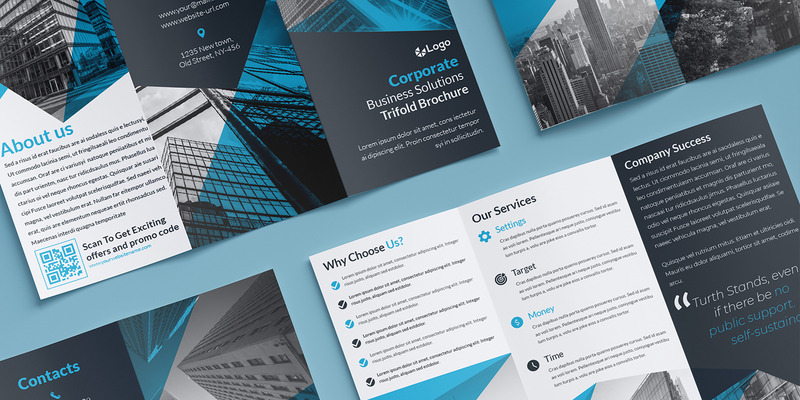 Blue Trifold Brochure Design - Corporate Identity Template - Features Image 1