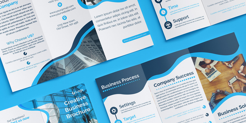 Blue Creative Trifold Brochure Design Corporate Identity Template - Features Image 1