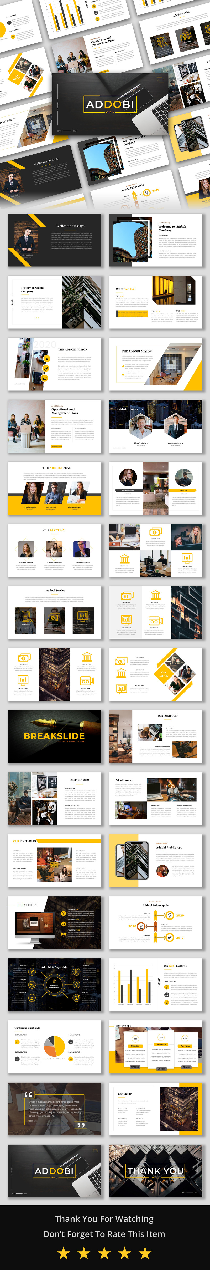 Luxusní PowerPoint šablona Addobi – Creative Business Presentation PowerPoint Template #156104 - Obrázek funkce 1