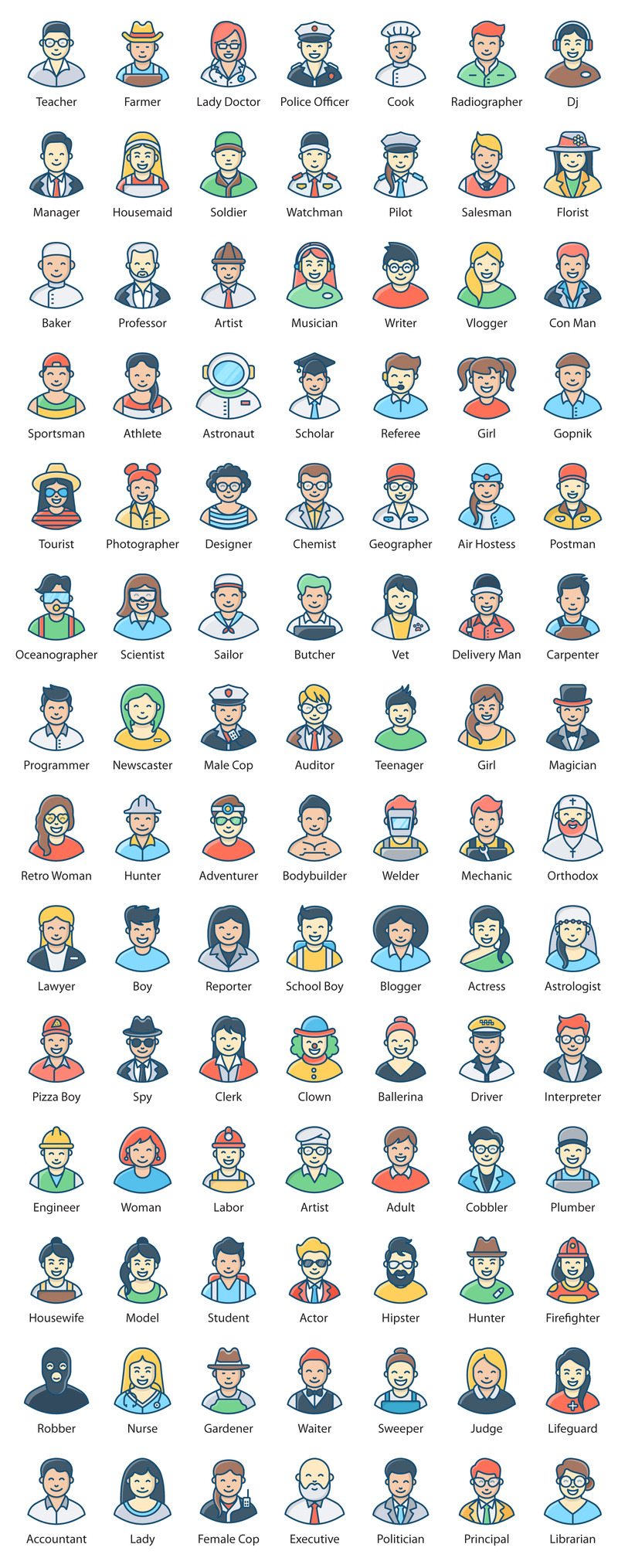 Набор иконок профессиональных аватаров - Features Image 1