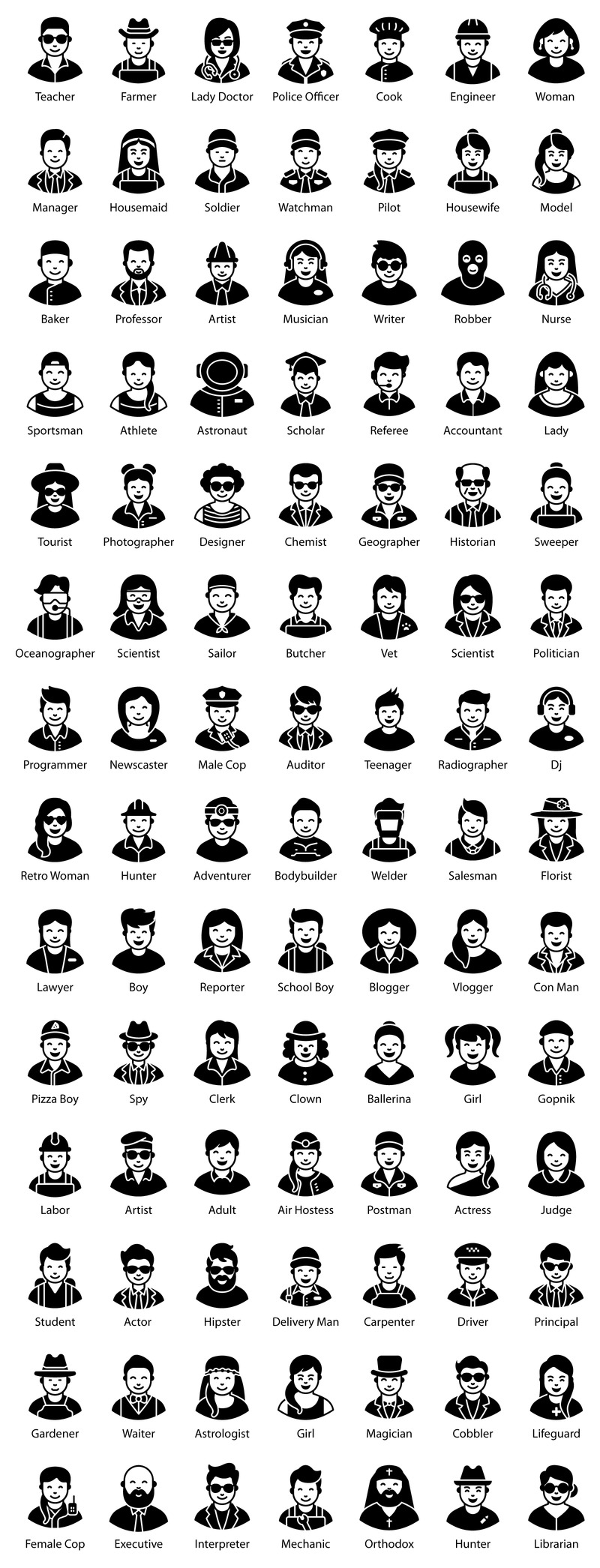 Набор иконок профессиональных аватаров - Features Image 2