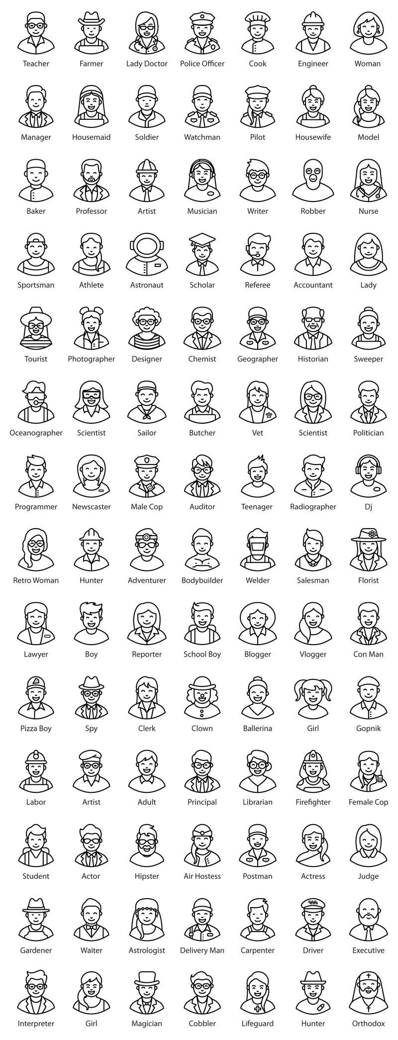 Набор иконок профессиональных аватаров - Features Image 3