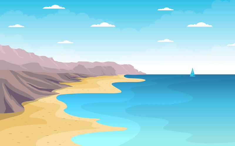 Havspanorama Beach Coast Bay Ocean - Illustration - Features Image 1