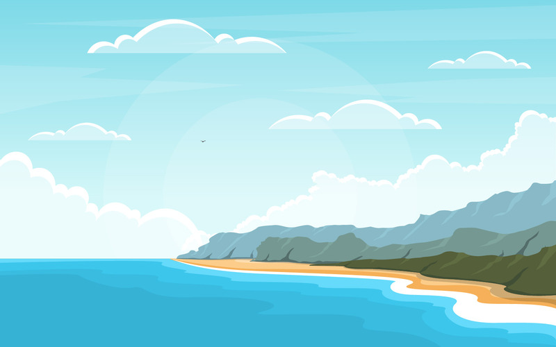 Havspanorama Beach Coast Bay Ocean - Illustration - Features Image 1