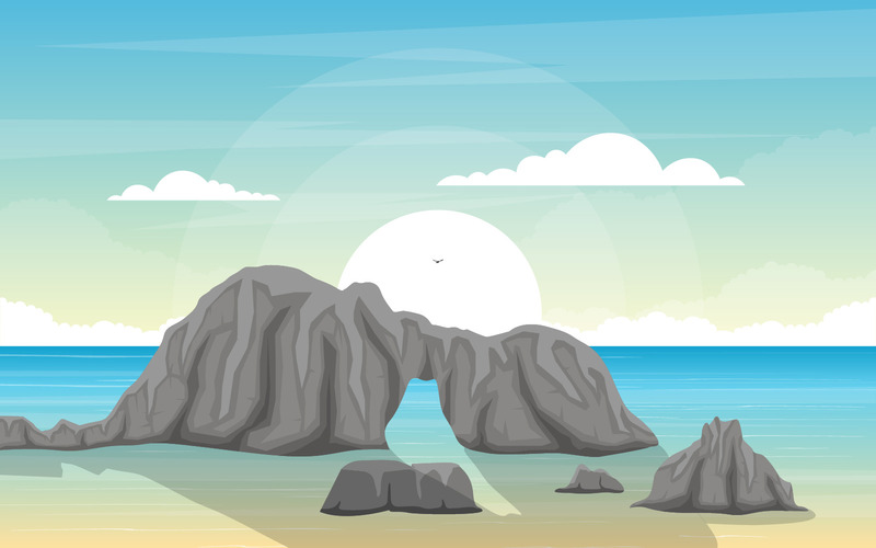 Havspanorama Beach Coast Bay Ocean - Illustration - Features Image 1