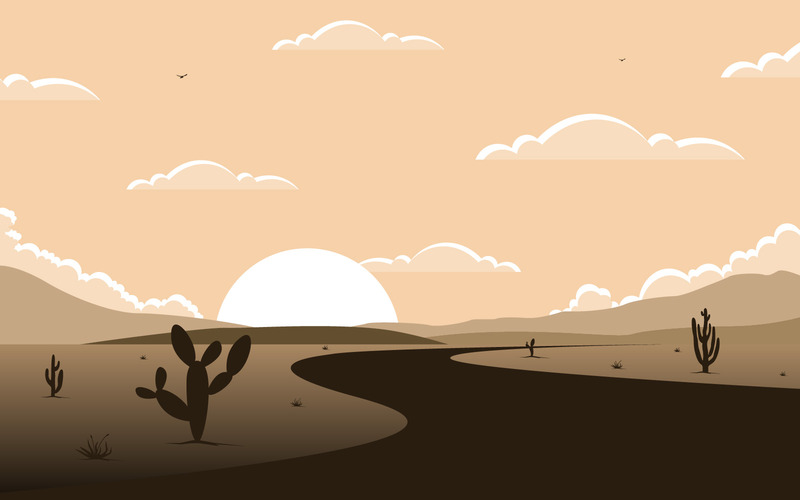 Vast Western American Desert with Cactus - Illustration - Features Image 1