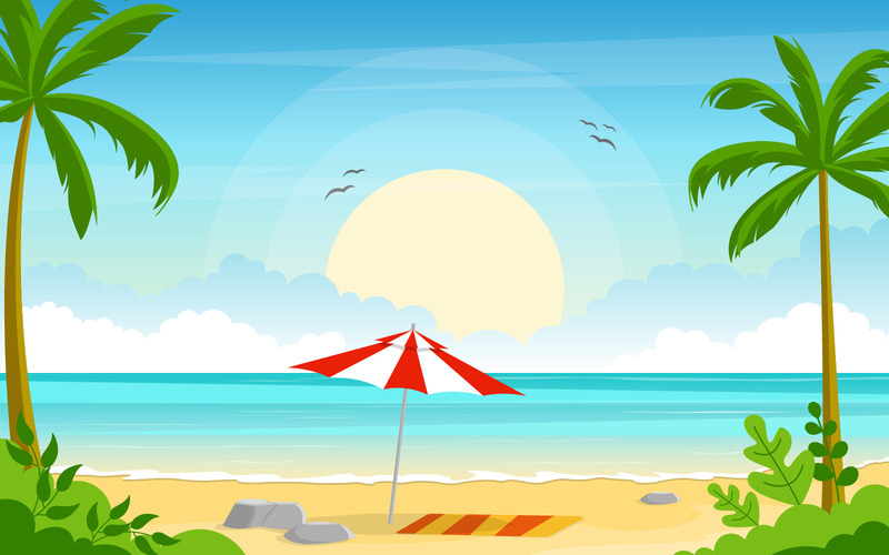 Exotisk tropisk strandpalmträd - illustration - Features Image 1