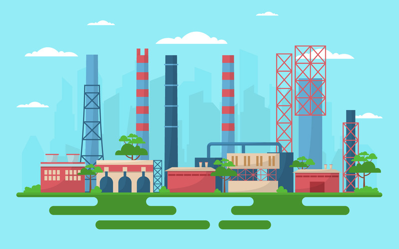 Industrial Area Landscape Illustration TemplateMonster