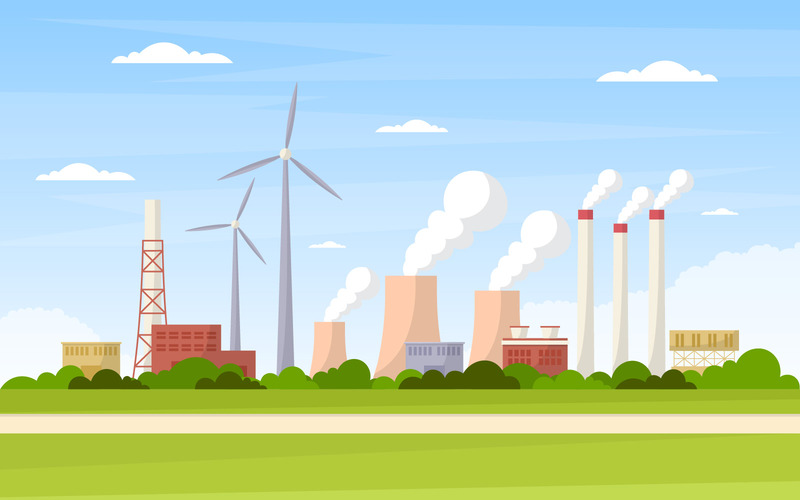 Paisaje de edificio industrial - Ilustración - Características Imagen 1