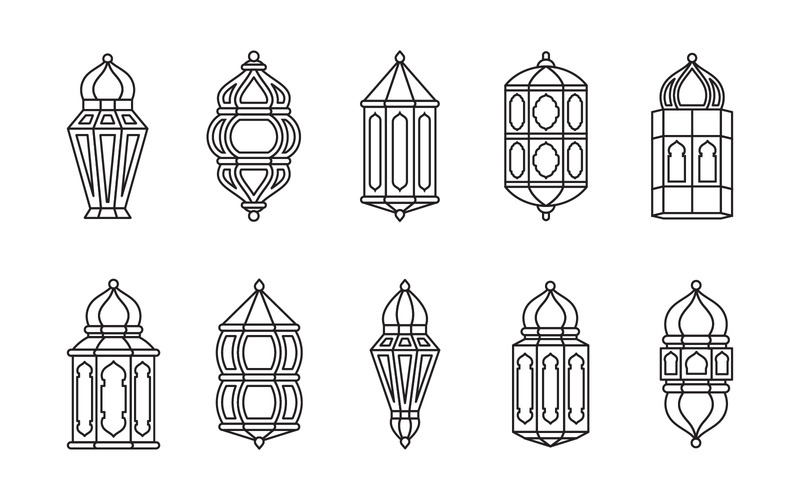 Dekorativ linje lyktauppsättning - vektorbild - Features Image 1