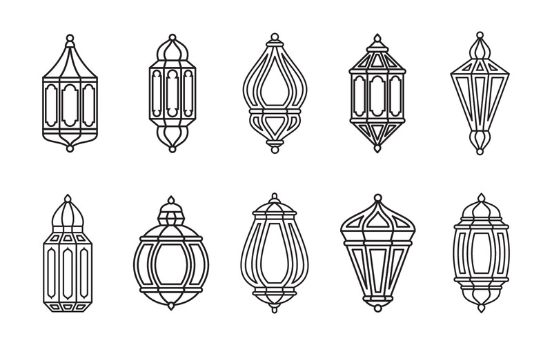 Enkel linje lyktauppsättning - vektorbild - Features Image 1
