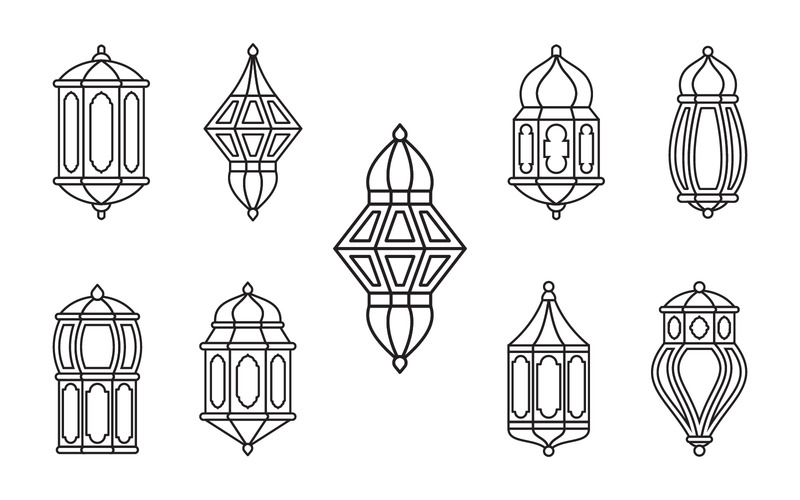 Ensemble de collection de lanternes de ligne - Image vectorielle - Caractéristiques de l’image 1