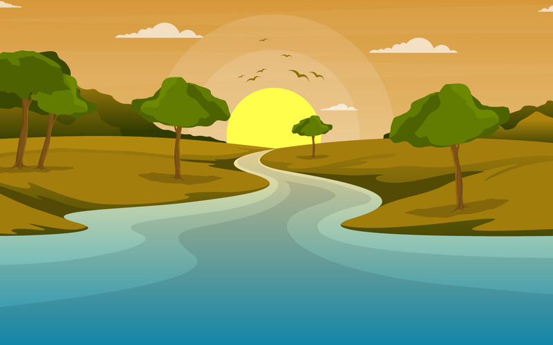 Eftermiddag flodlandskap - Illustration - Features Image 1