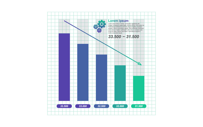 Elementi di infografica finanziaria economica in diminuzione - Caratteristiche Immagine 1