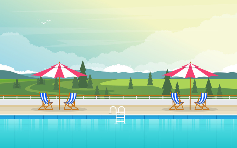 Outdoor Pool View - Illustration - Features Image 1