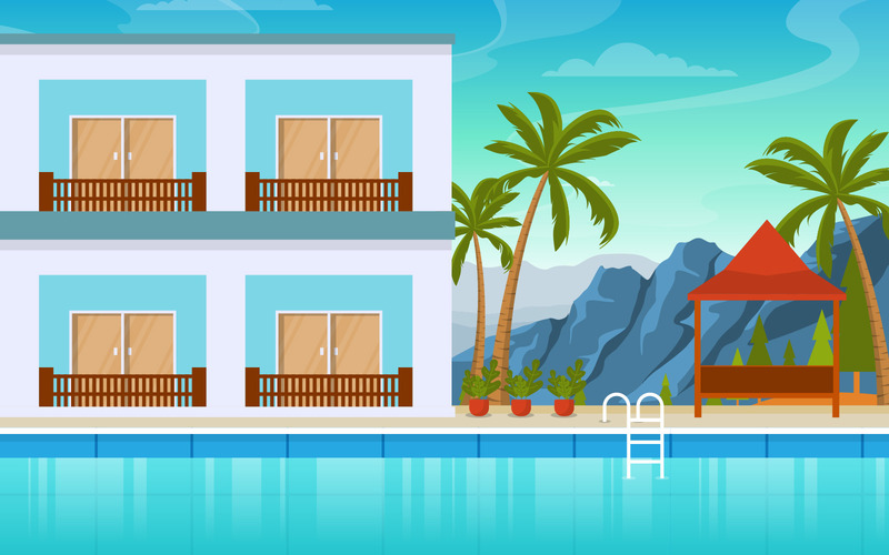 Bergsbestigning Hotell Pool View - Illustration - Features Image 1