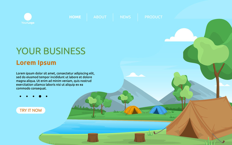 camping Adventure Lake - Illustration - Features Image 1