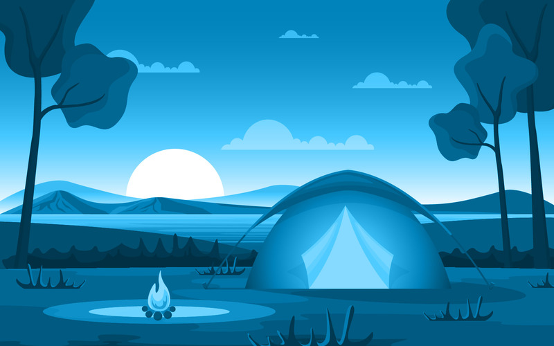 Mountain Night Camping - Illustration - Features Image 1