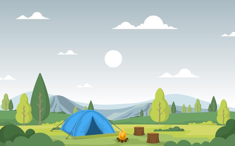 Mountain Camping Landscape - Illustration - Features Image 1