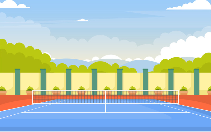 Utomhus tennislandskap - illustration - Features Image 1