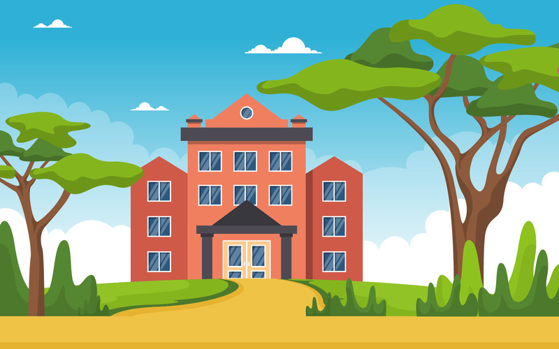 Skolbyggnad utomhus - Illustration - Features Image 1