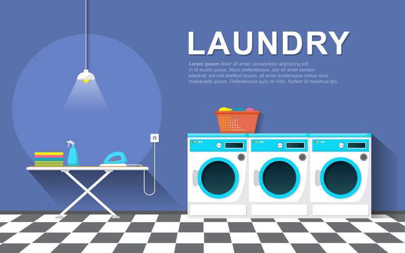 Clean Laundromat Machine Illustration TemplateMonster