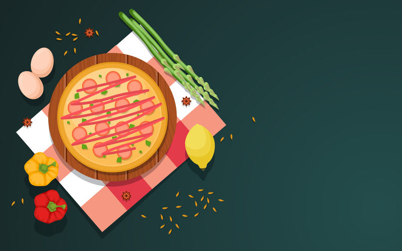 Ägg Pizza Grönsaker - Illustration - Features Image 1