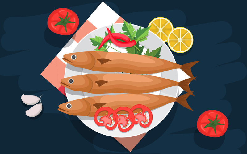 Mat för fiskgrönsaker - illustration - Features Image 1