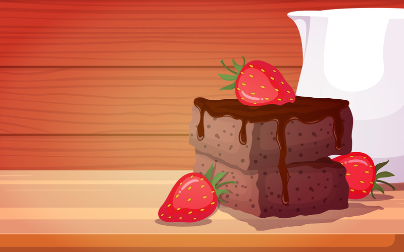 Strawberry Brownies Cake - Illustration - Features Image 1