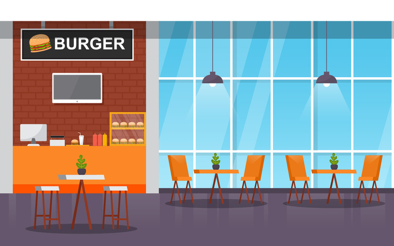 Intérieur de la cafétéria du restaurant - Illustration - Caractéristiques de l’image 1
