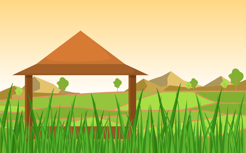 Cabana de campo de arroz - ilustração - Features Image 1