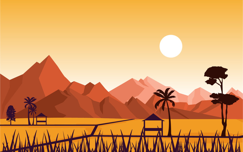 Grüne Paddy-Landwirtschaft - Illustration - Eigenschaften Bild 1