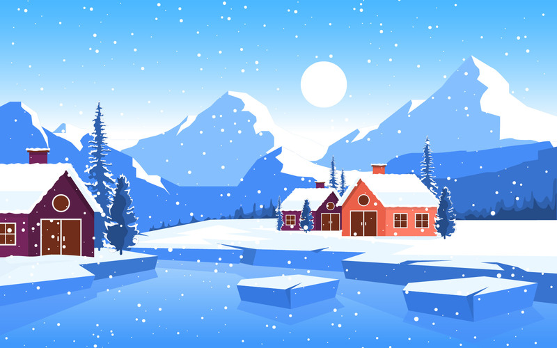 Winter Snow Lake - Illustrazione - Caratteristiche Immagine 1