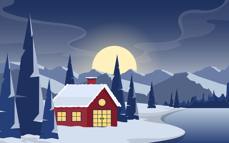 Winter Schneehaus - Illustration - Eigenschaften Bild 1